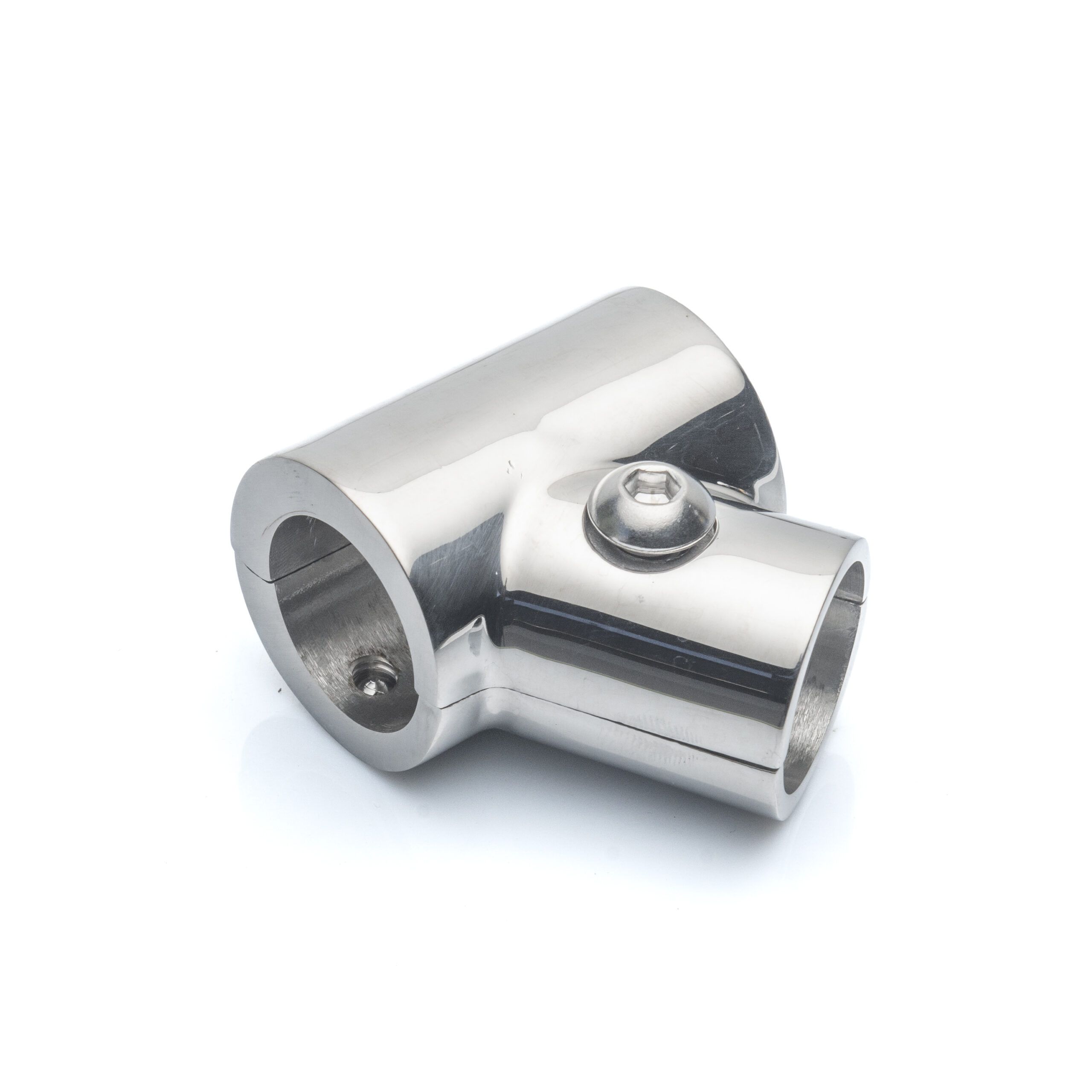 Unión T divisible 60º acero Inoxidable 316 BA para tubo redondo, disponible para tubo de 22mm y 25mm