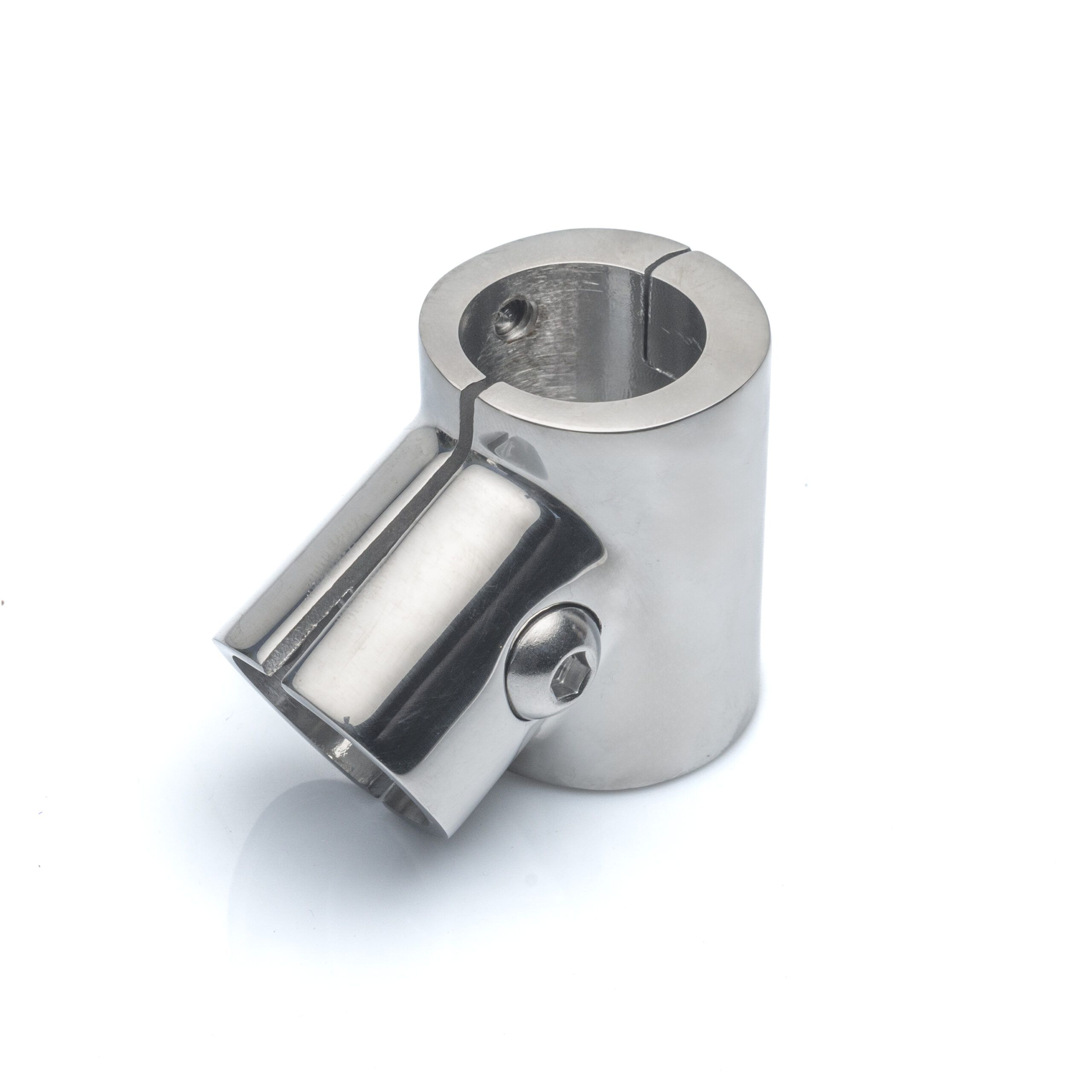 Unión T divisible 60º acero Inoxidable 316 BA para tubo redondo, disponible para tubo de 22mm y 25mm