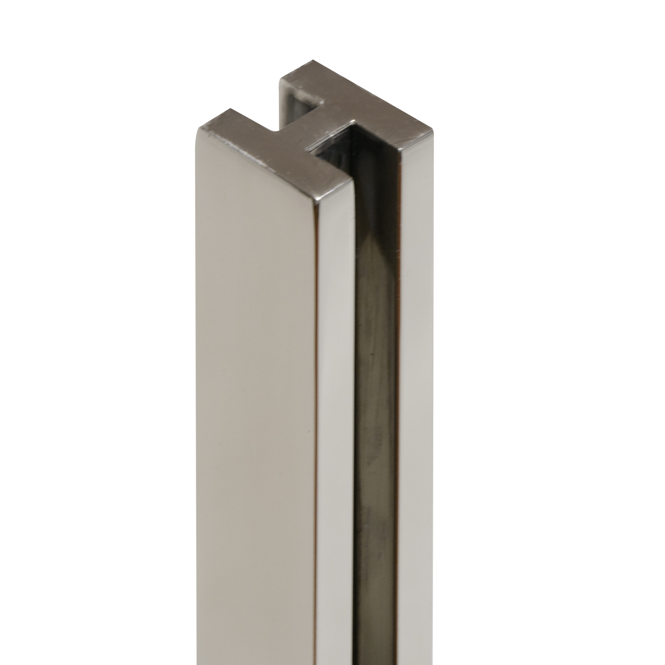 Pilares de acero inoxidable con 2 ranuras para barandillas cristal con 1 ranura, canal interno